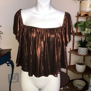 NWT Hot & Delicious M Bronze Crop Top